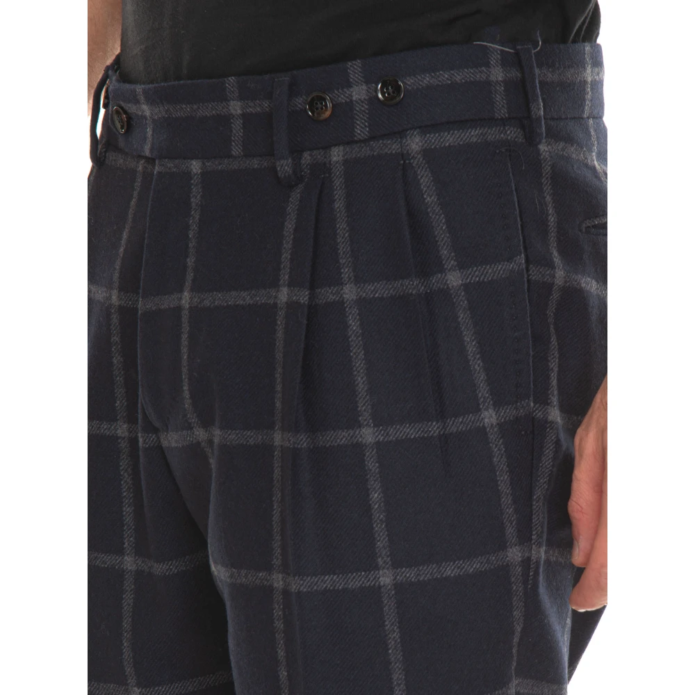 Berwich Geruite Chino met Tailoring Vent Blue Heren