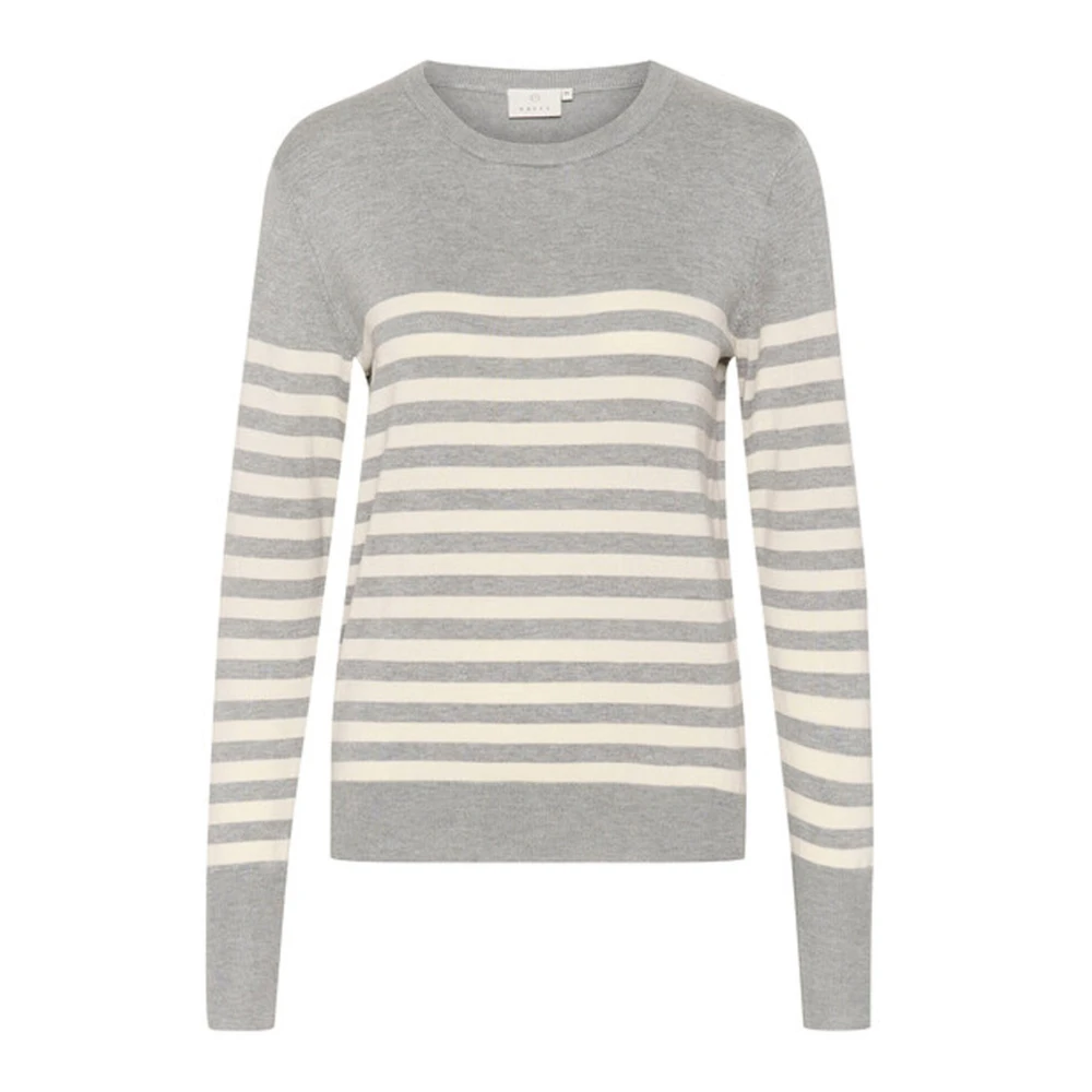 Kaffe Gestreepte Gebreide Trui Grijs Melange Duif Streep Gray Dames