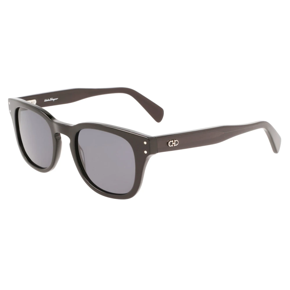 Salvatore Ferragamo Svarta Acetat Solglasögon med Gråa Linser Black, Unisex