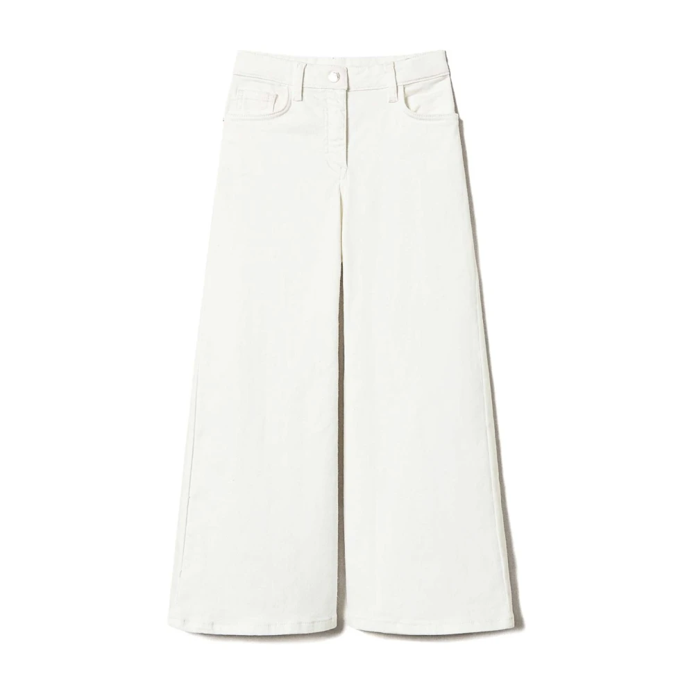 Twinset Girls White Jeans, 14 Y, Wide Leg Jeans Stylish Eco-Friendly