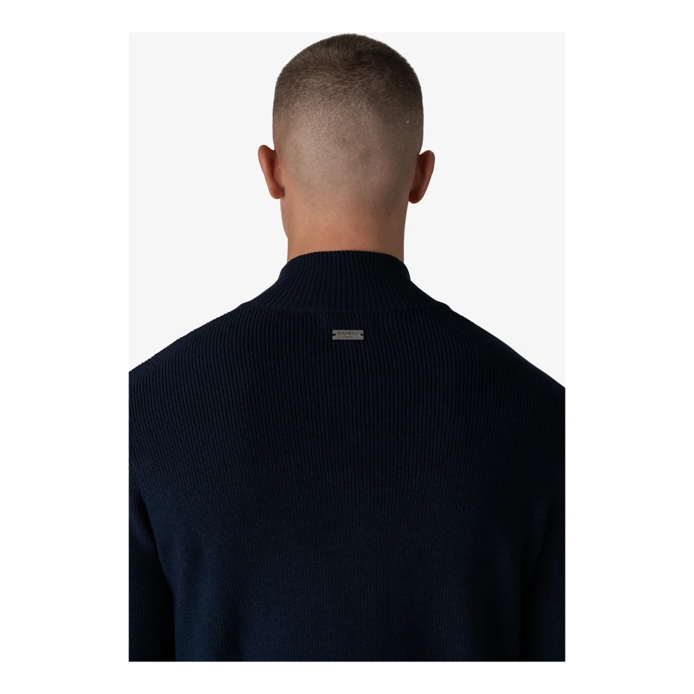 Quotrell Gebreide Halfzip Trui voor Heren in Donkerblauw Blue Heren