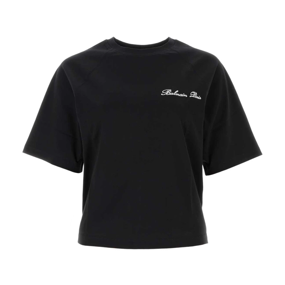 Balmain Zwarte katoenen T-shirt Black Dames