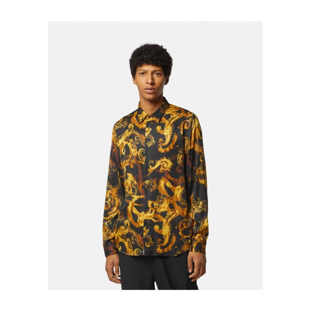 Versace Jeans Couture Viscose Overhemden Black Heren