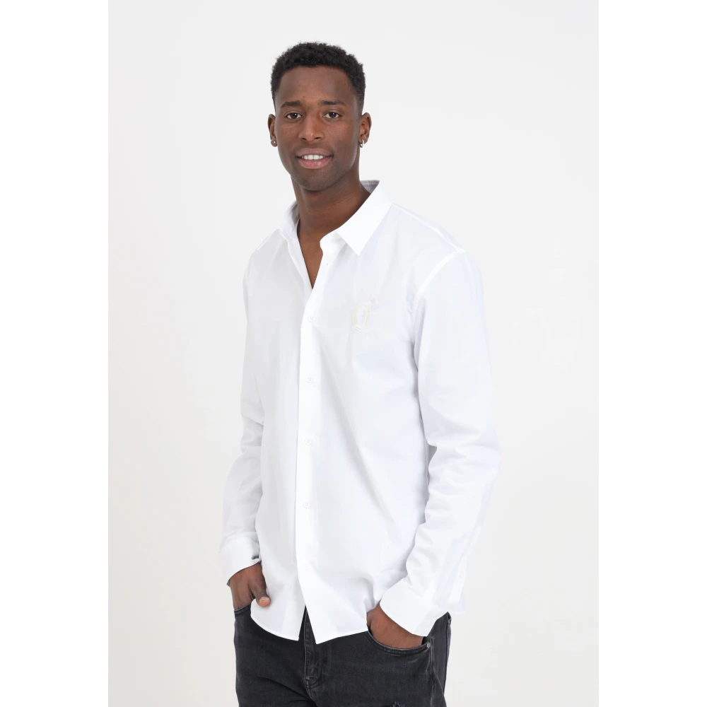 Just Cavalli Elegante Witte Shirt Gotisch Borduurwerk White Heren