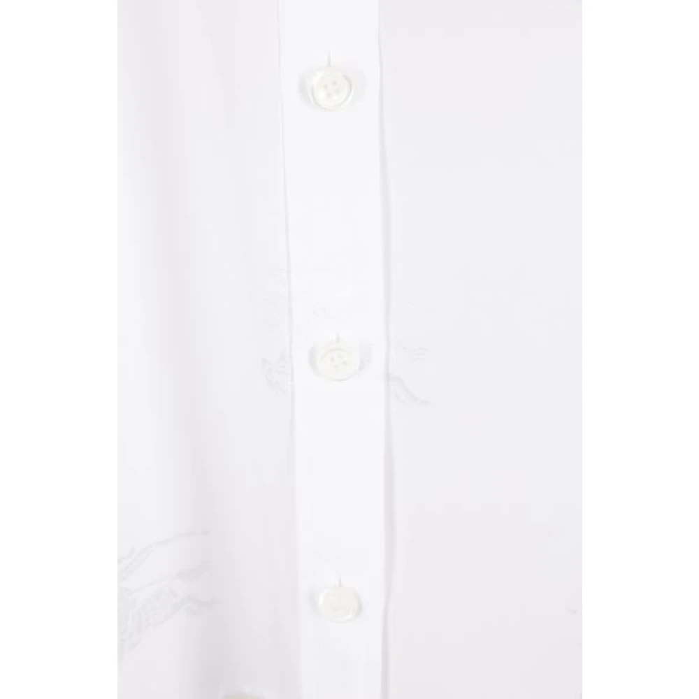 Burberry Losvallende Zijden Satijnen Jacquard Overhemd White Dames