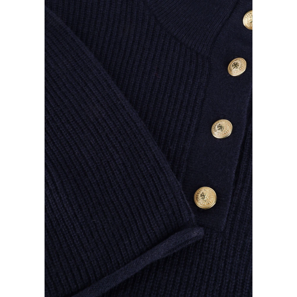Tommy Hilfiger Gouden Knoop Polo Sweater Blue Dames
