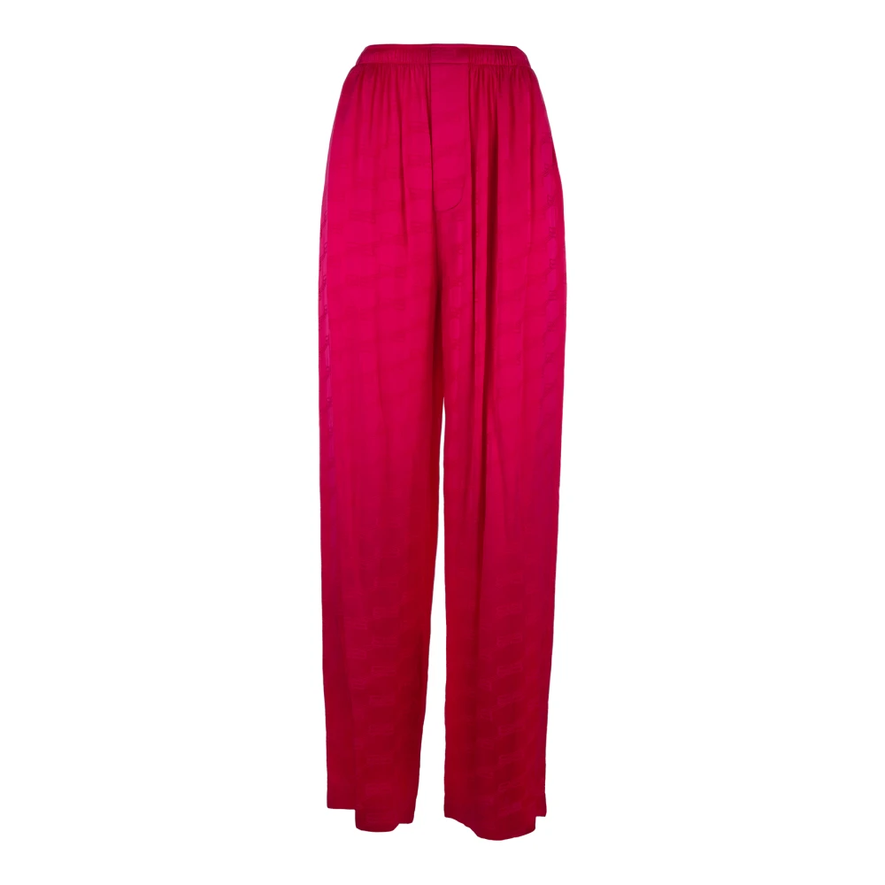 Balenciaga Women's Pink Pleated Straight Leg Trousers - Wide Trousers - S - Trousers
