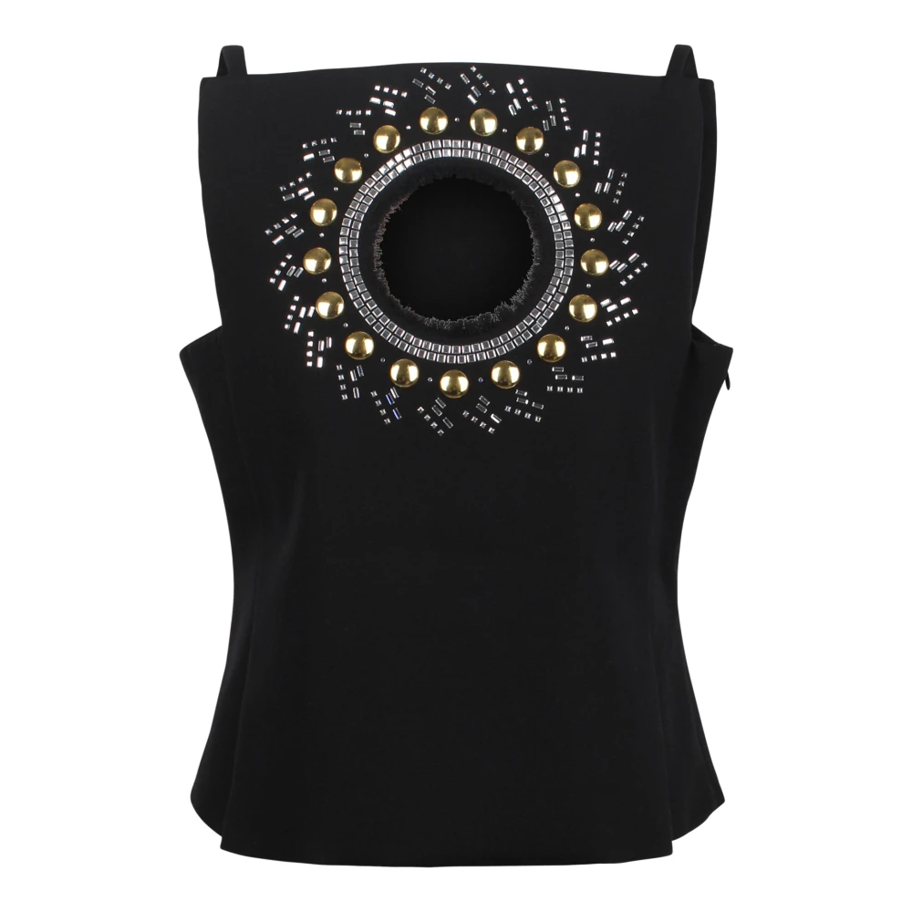 Paco Rabanne Ärmelös kort topp med strass Black, Dam