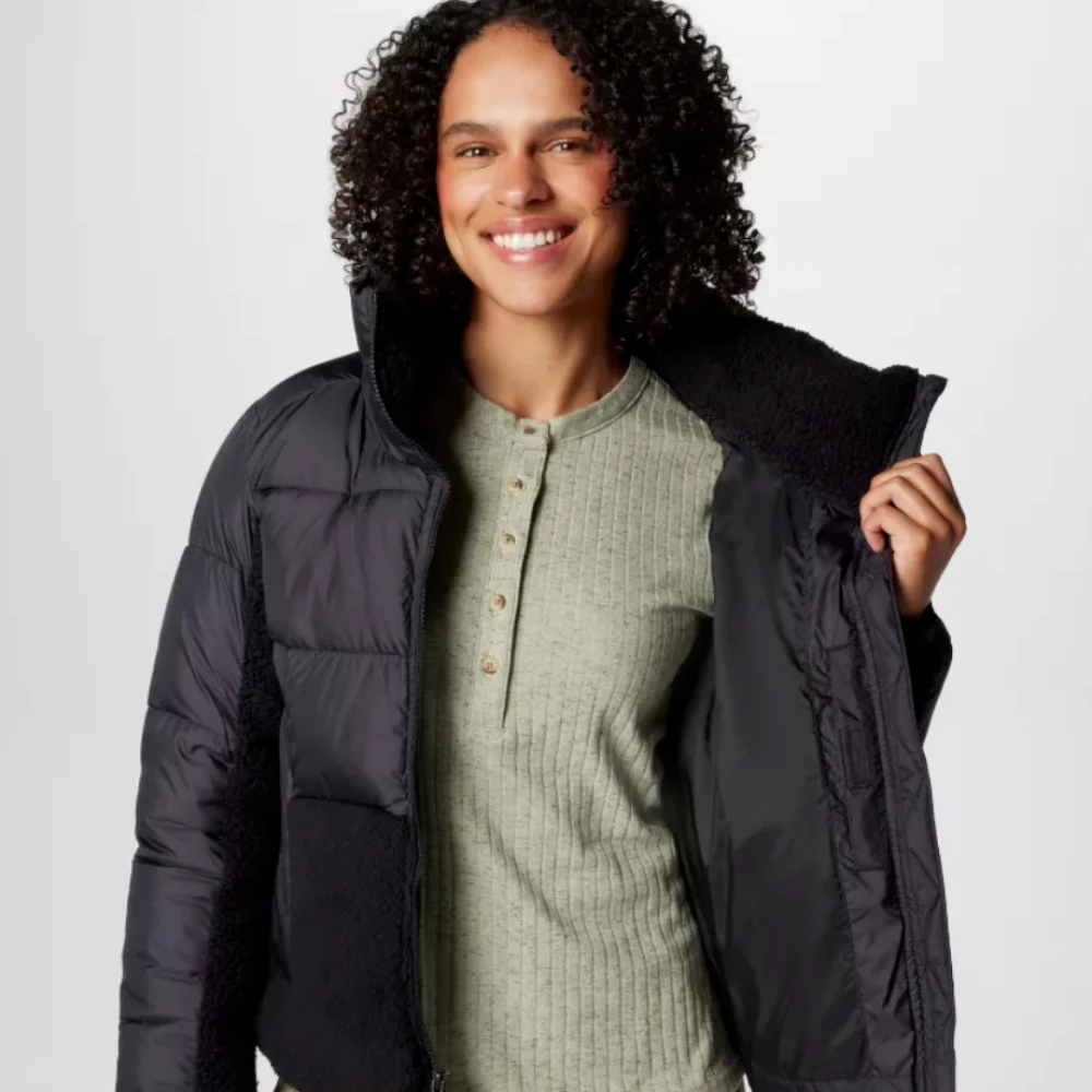 Columbia Zwarte winddichte Sherpa-fleecejas Black Dames