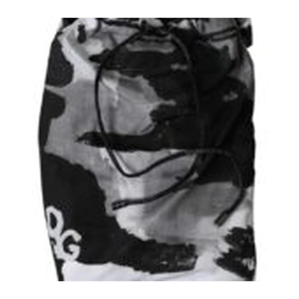Dolce & Gabbana Camouflage Beachwear Shorts met Logo Black Heren