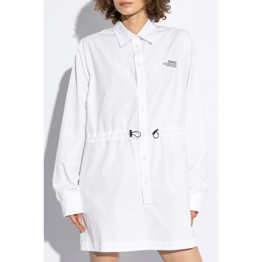 Dsquared2 Katoenen jurk met zakken White Dames