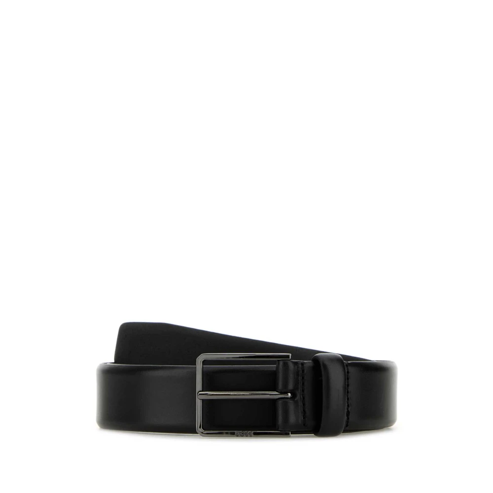 Boss Klassieke Zwarte Leren Riem Black Heren