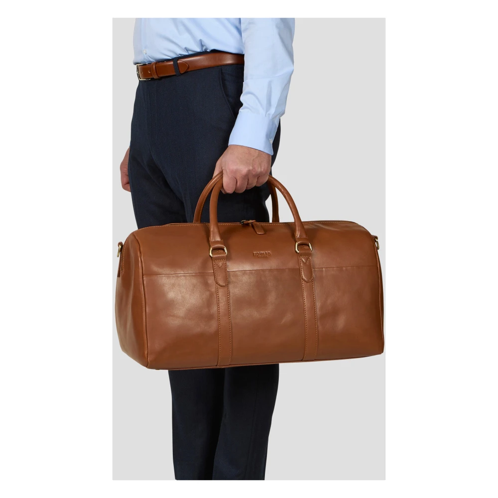 Howard London Bruin Leren Weekendtas Brown Heren