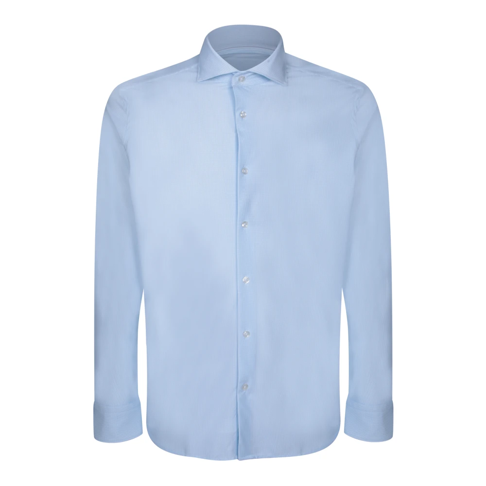 Dell'oglio Wit Gestreept Business Casual Overhemd Blue Heren