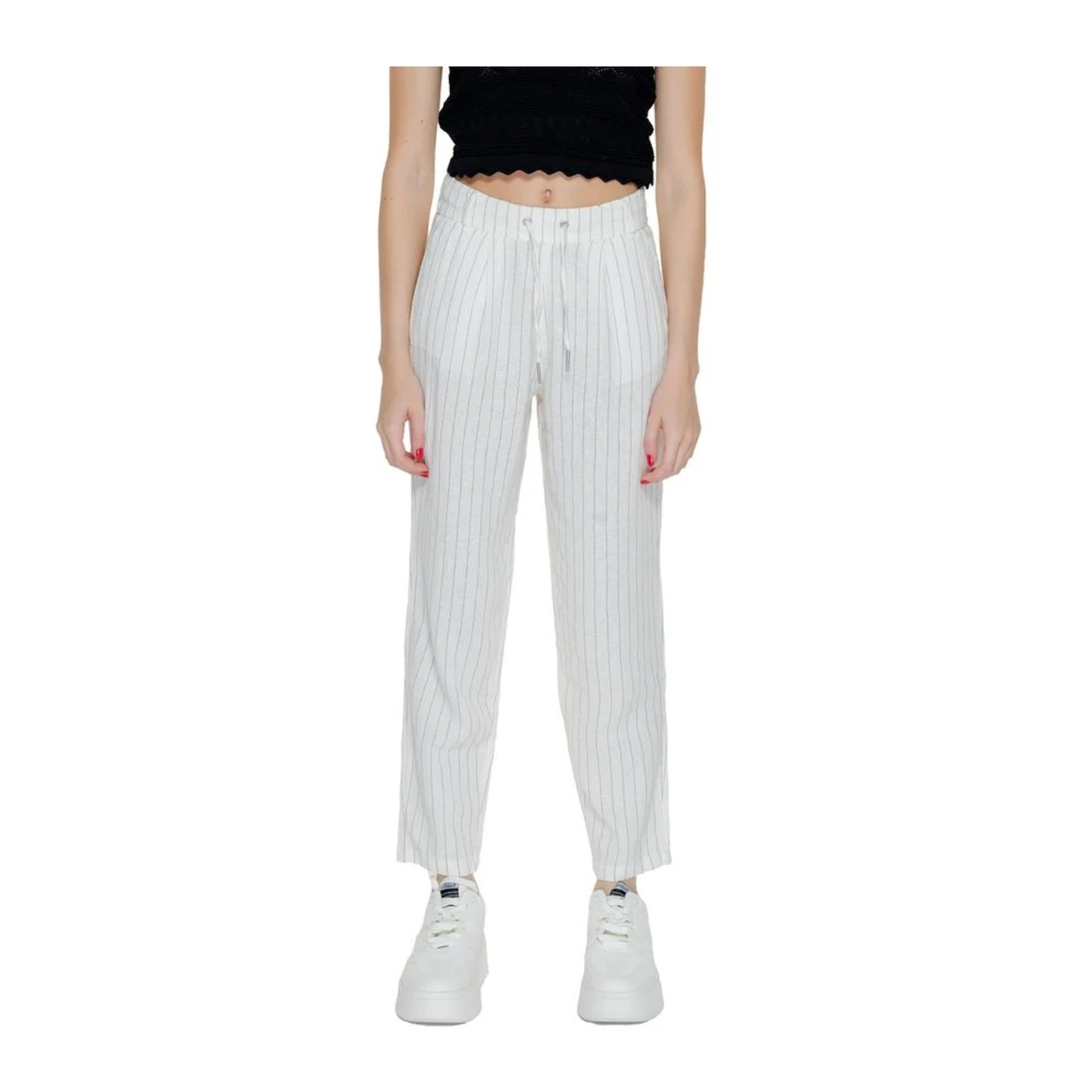 Only Linnenmix regelmatige broek Damescollectie White Dames