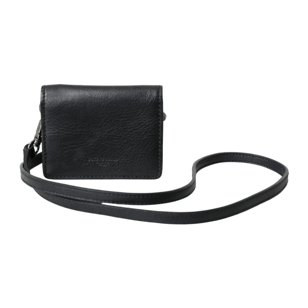 Dolce & Gabbana Zwarte leren Bifold kaarthouder portemonnee Black Dames