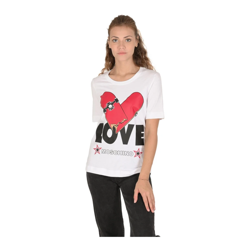 Love Moschino Women's White Heart Graphic Tee