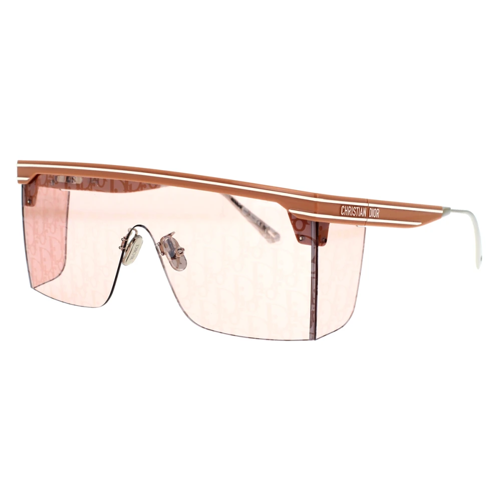 Dior Sportiga Rektangulära Solglasögon med Spegelglas i Silver Pink, Unisex
