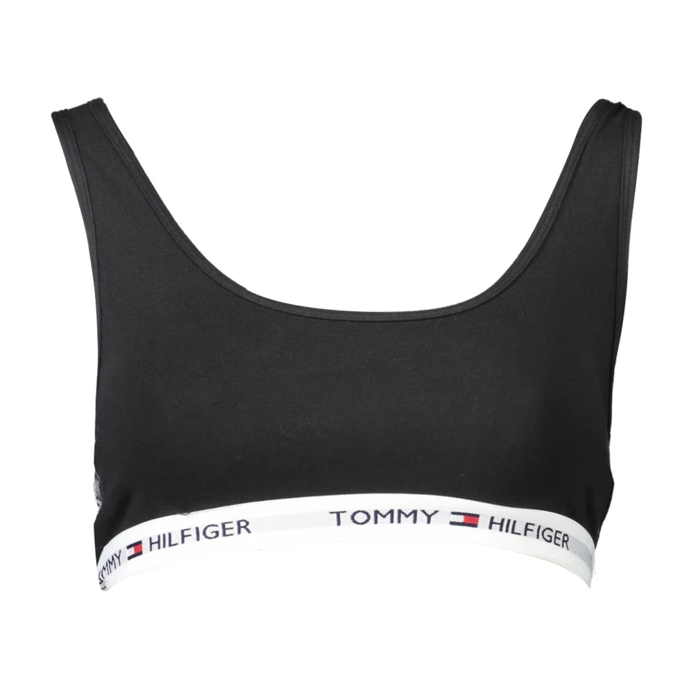 Tommy Hilfiger Sportieve Balconette Beha Zwart Contrast Logo Black Dames