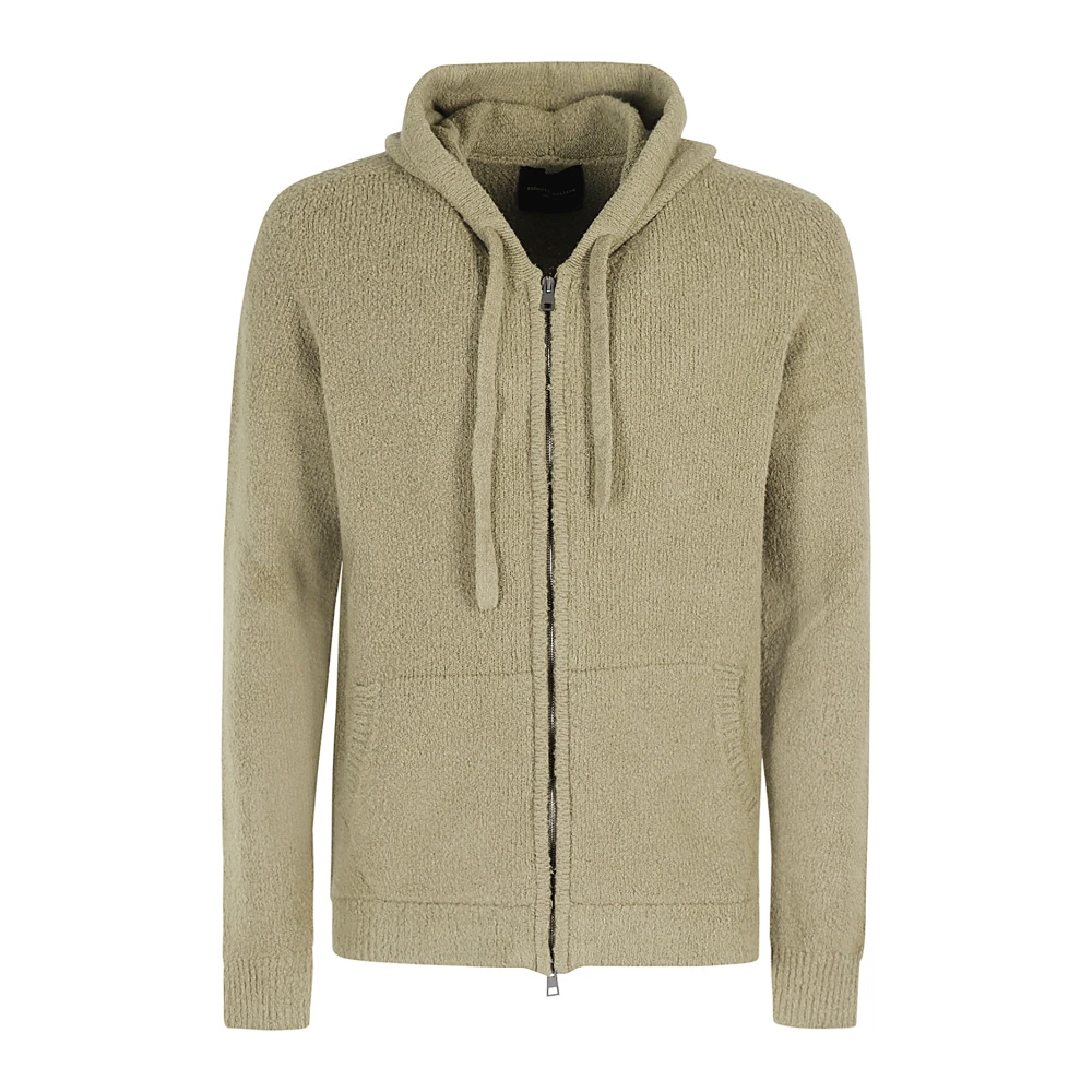 Roberto Collina Katoenmix Rits Hoodie Green Heren