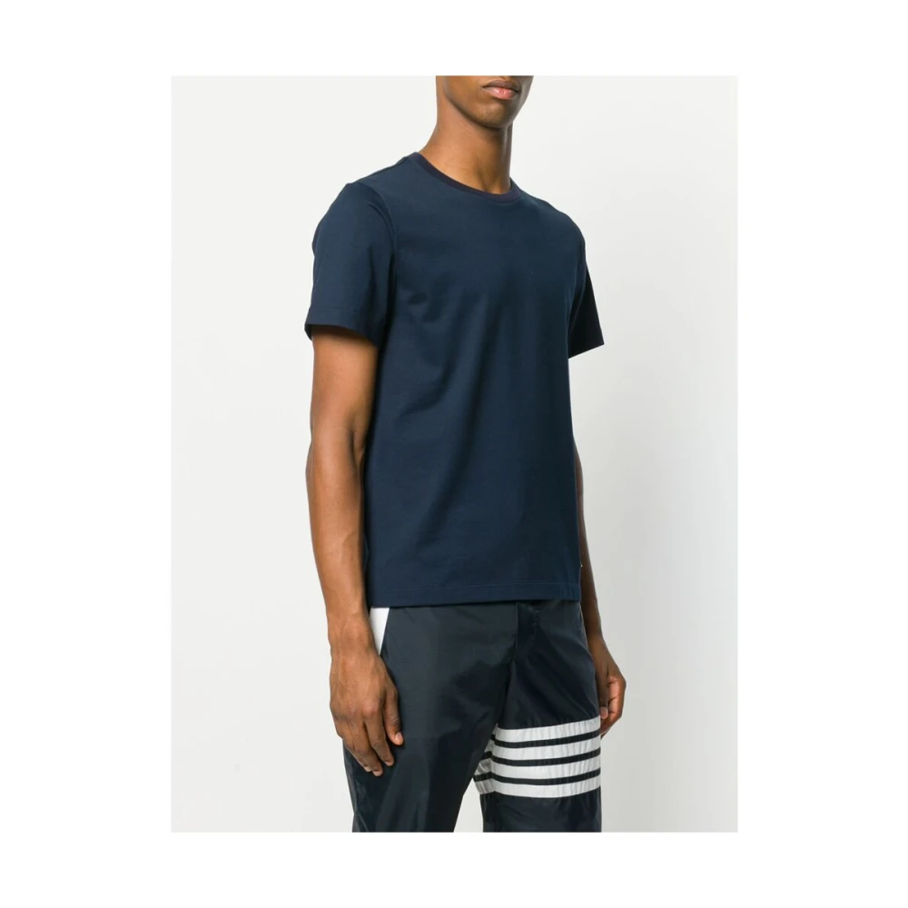 Thom Browne Navy Blue Side Slit Tee Blue Heren