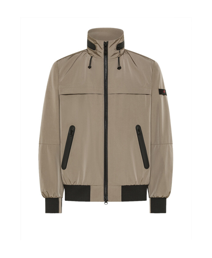 beige-nylon-bomberjack-met-capuchon