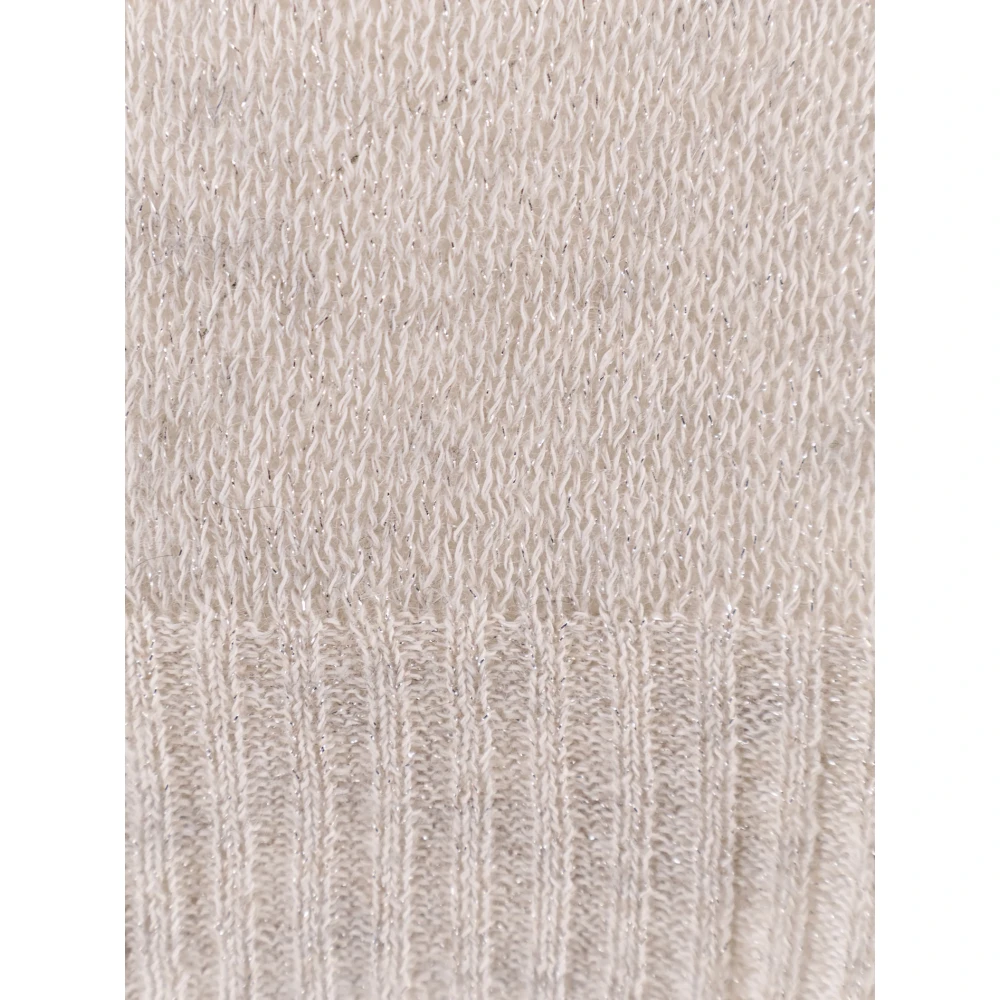 BRUNELLO CUCINELLI Lurex Effect Crew-neck Sweater Beige Dames