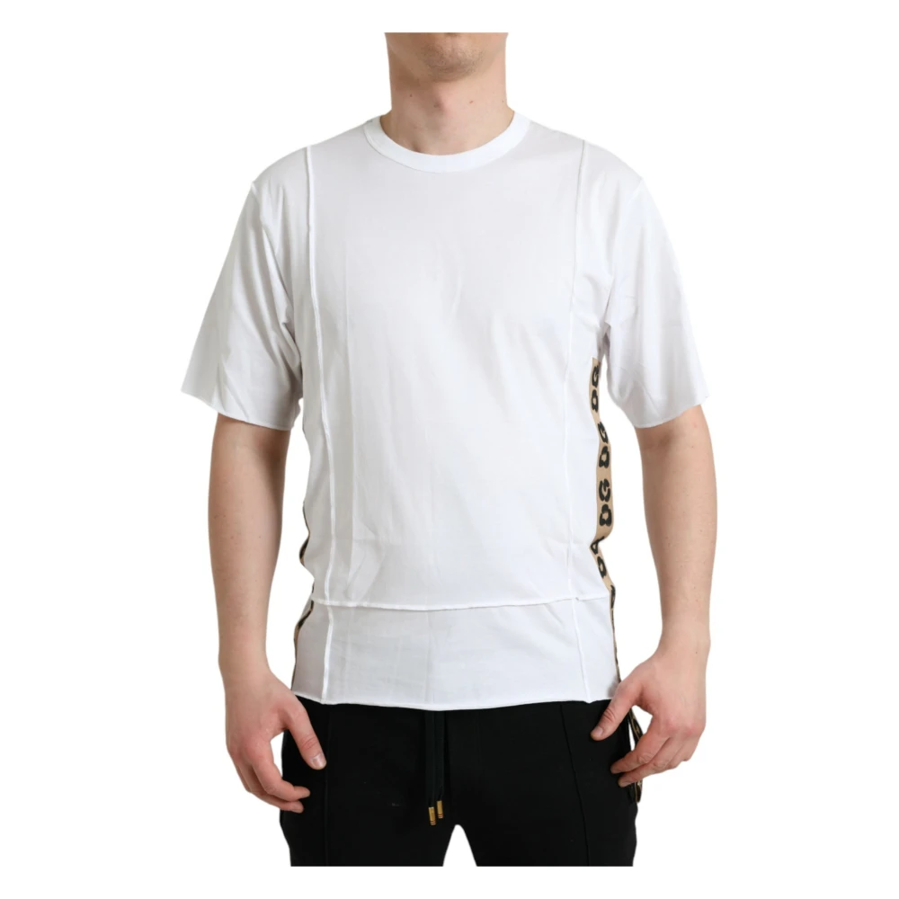 Dolce & Gabbana Wit Logo T-shirt met ronde hals en korte mouwen White Heren