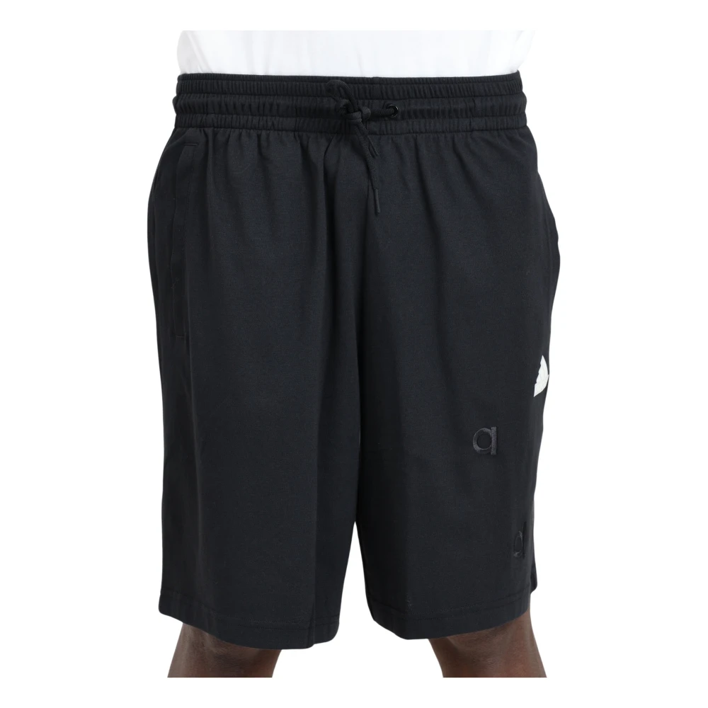 Adidas Sportieve Zwarte Logo Patch Shorts Black Heren