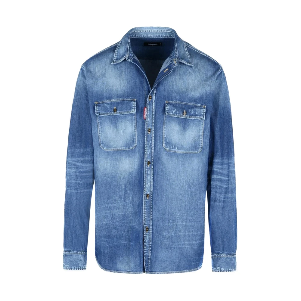 Dsquared2 Men's Blue Denim Jackets, L, Denim Shirt