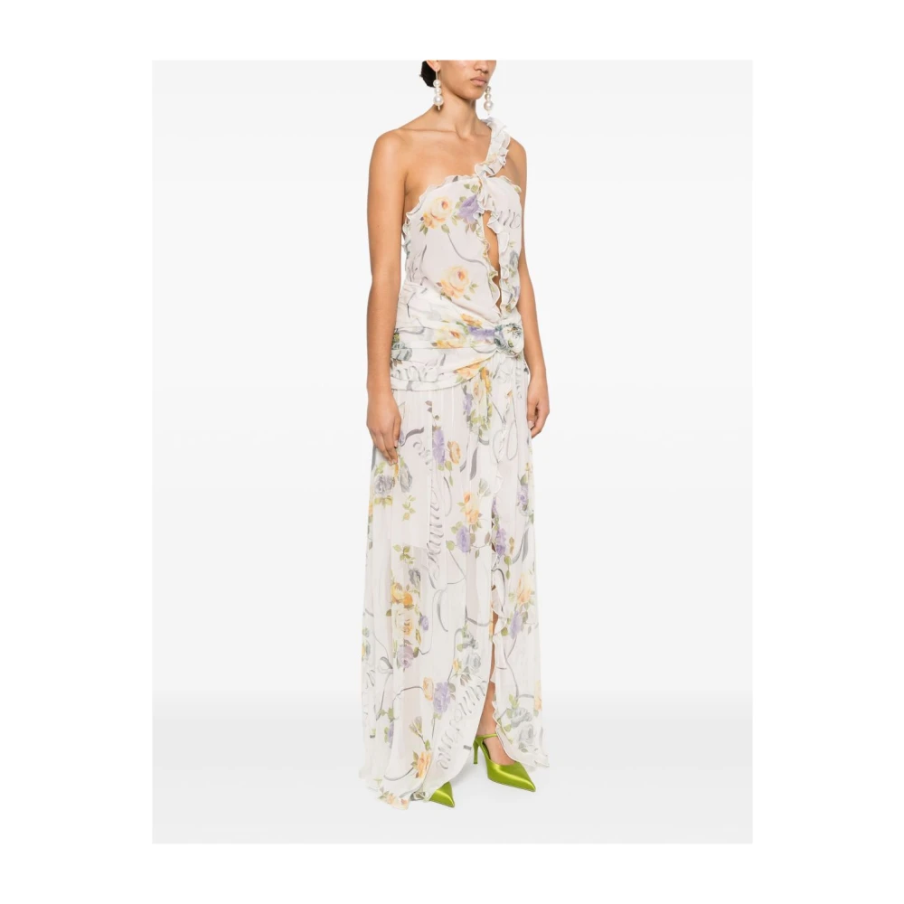 Blumarine Bloemen one-shoulder jurk met cut-out Multicolor Dames