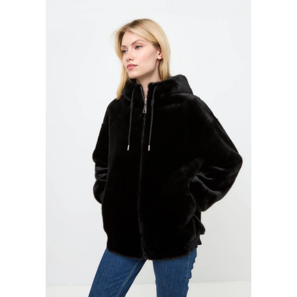 Cesare Gaspari Faux Fur & Shearling Jackets Black Dames