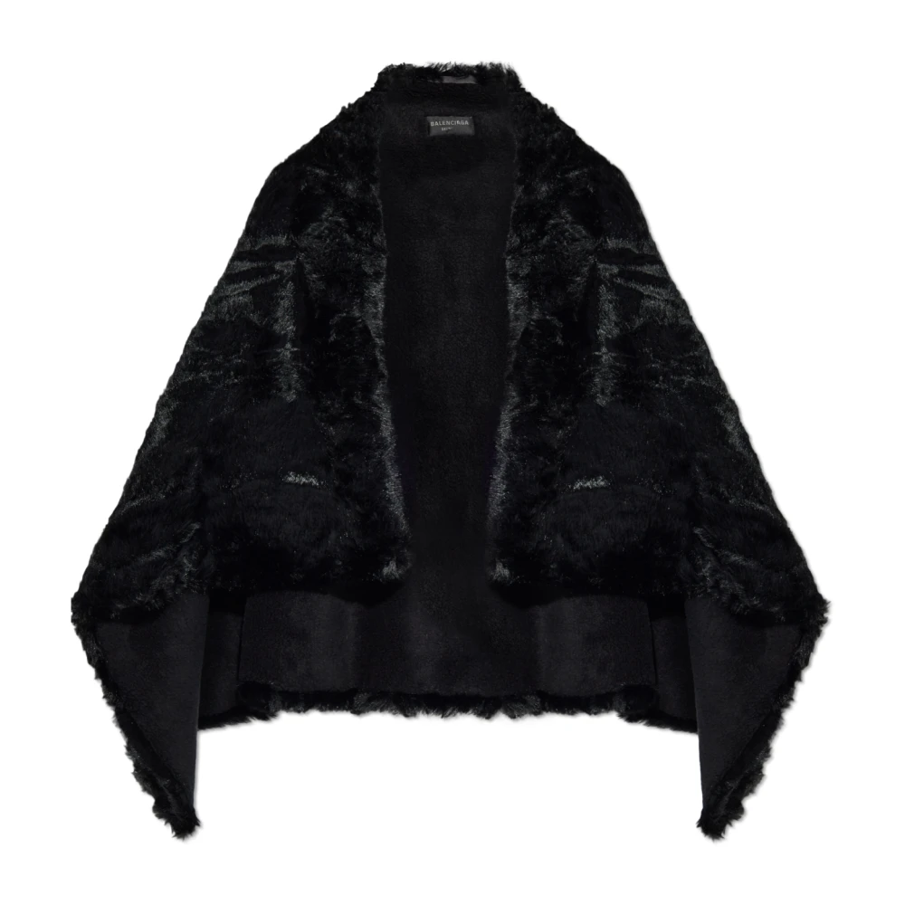 Balenciaga Faux Fur Cape Black Dames