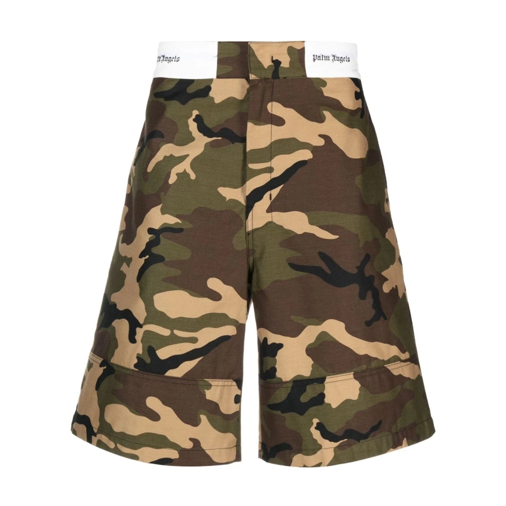 Palm Angels Camouflage Print Shorts Green Heren