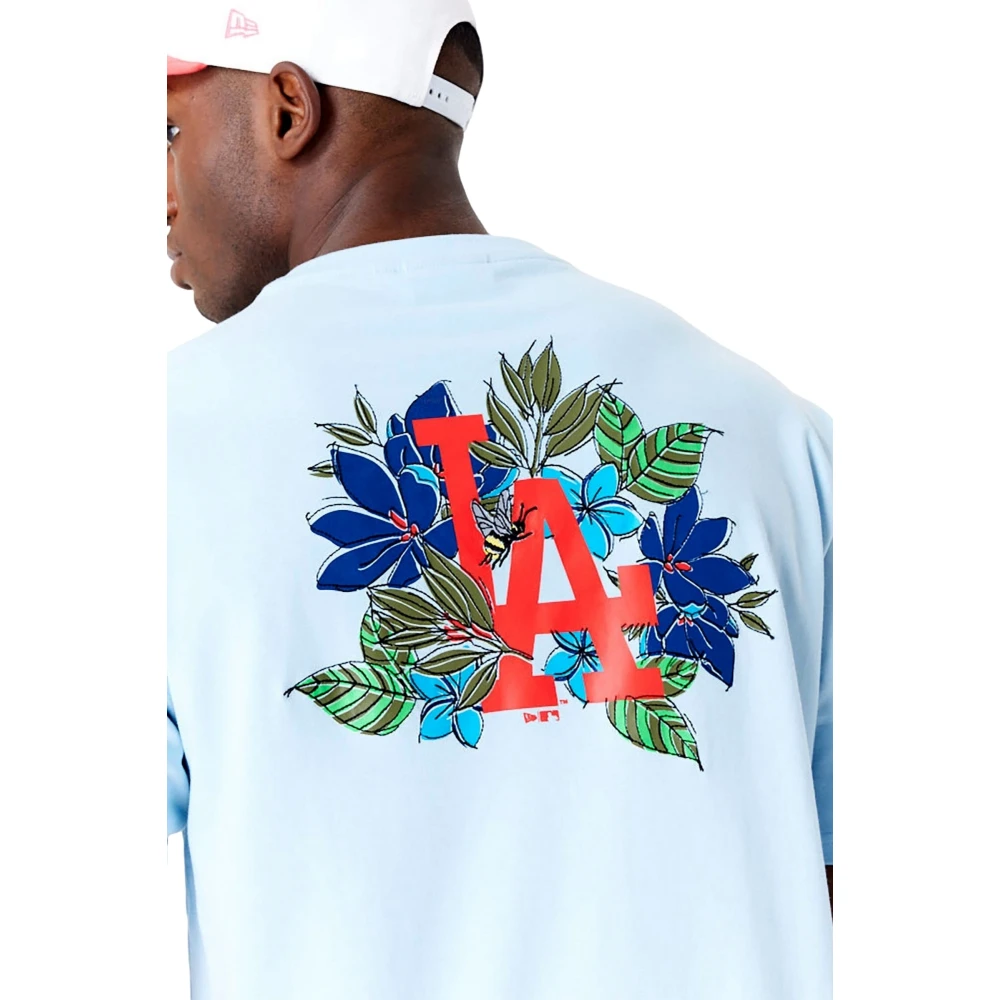 new era Dodgers MLB Bloemen Grafisch Shirt Blue Heren