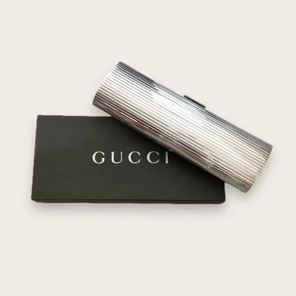 Gucci Vintage Pre-owned Leather clutches Gray Dames