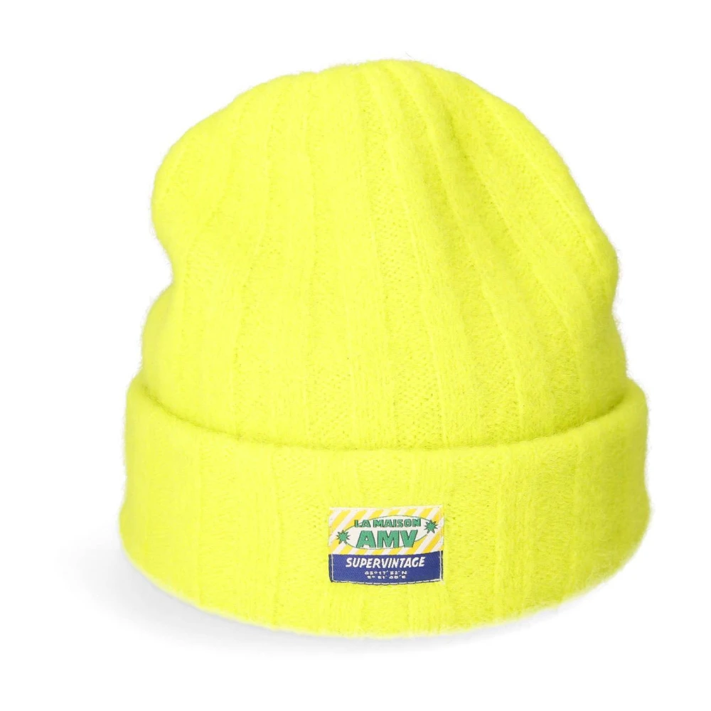 American vintage Zachte Geribde Muts Yellow Unisex
