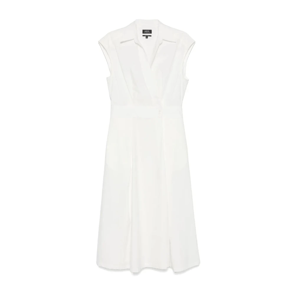 A.p.c. Athena V-Hals Mouwloze Uitlopende Jurk White Dames
