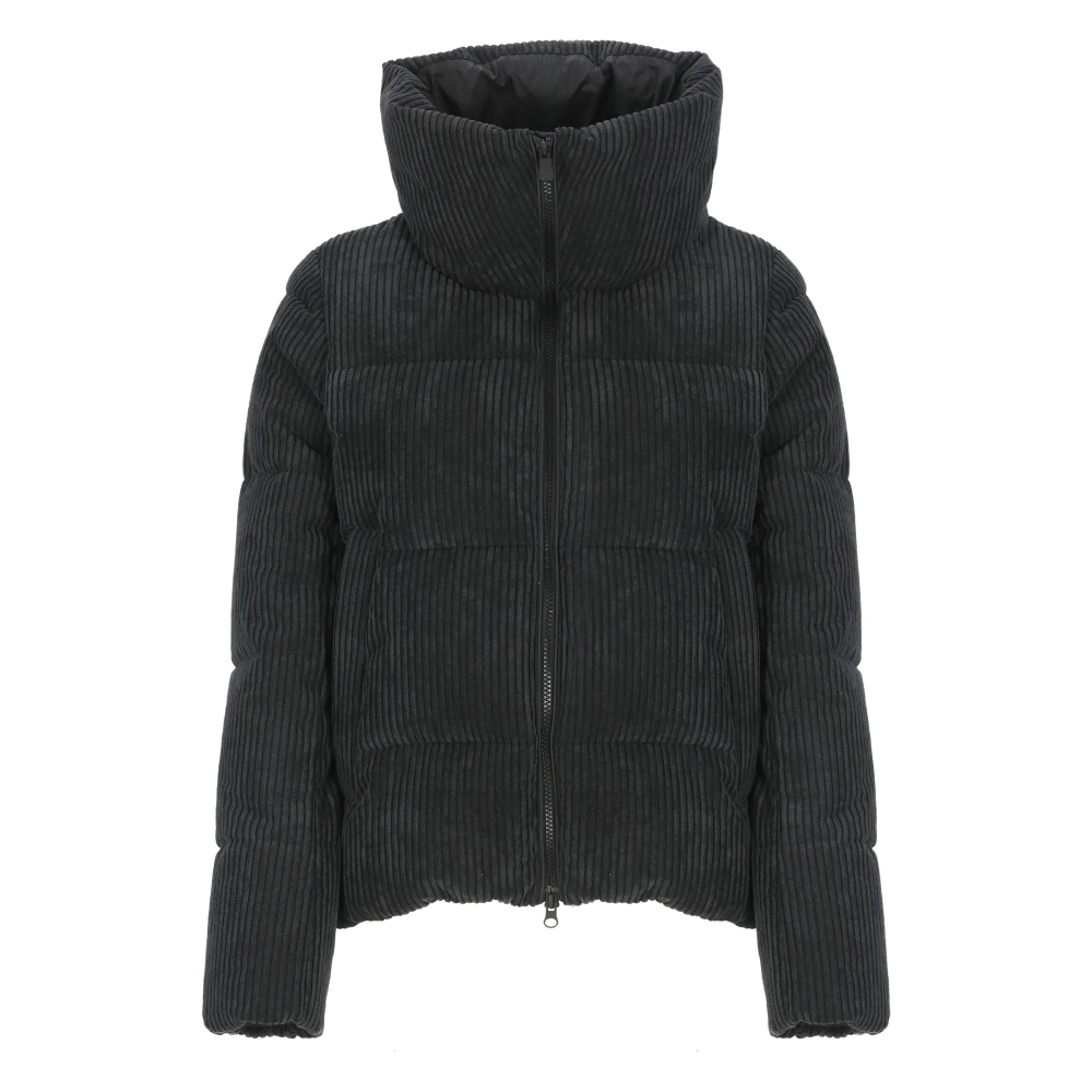 Save The Duck Zwarte Corduroy Gewatteerde Jas voor Vrouw Black Dames