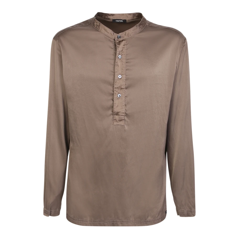 Tom Ford Beige Henley Shirt Zijde Blend Beige Heren