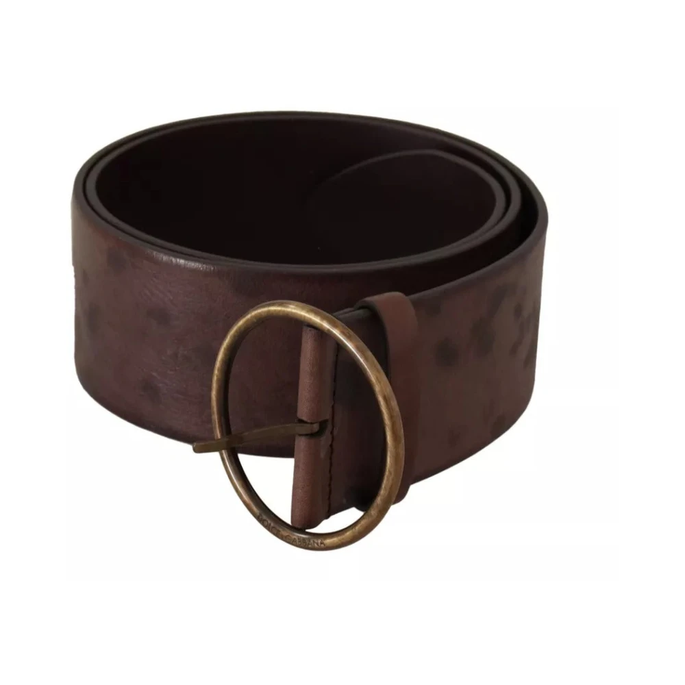 Dolce & Gabbana Luxe Leren Logo Riem met Ronde Gesp Brown Dames