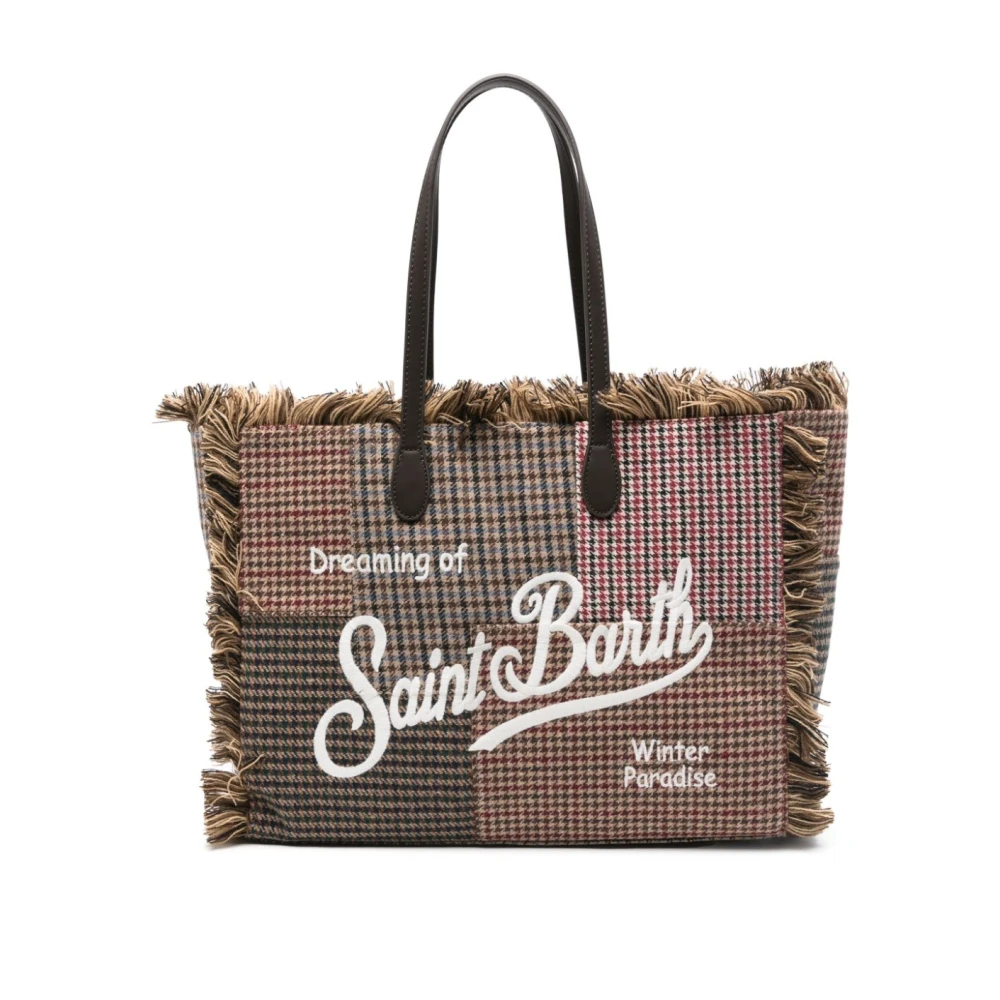 MC2 Saint Barth Bruine Houndstooth Patchwork Design Tas Brown Dames
