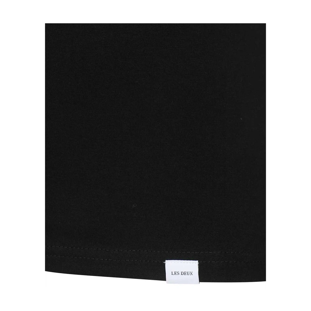 Les Deux Katoenen Ribbel Crew-neck T-shirt Black Heren