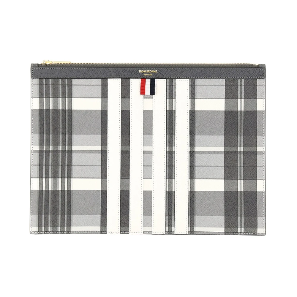 Thom Browne Men's Multicolor Wallets & Cardholders, One Size, Plaid Zip Docut Holder