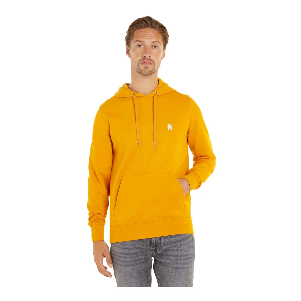 Tommy Hilfiger Broderad Logga Hoodie Sweatshirt Yellow, Herr