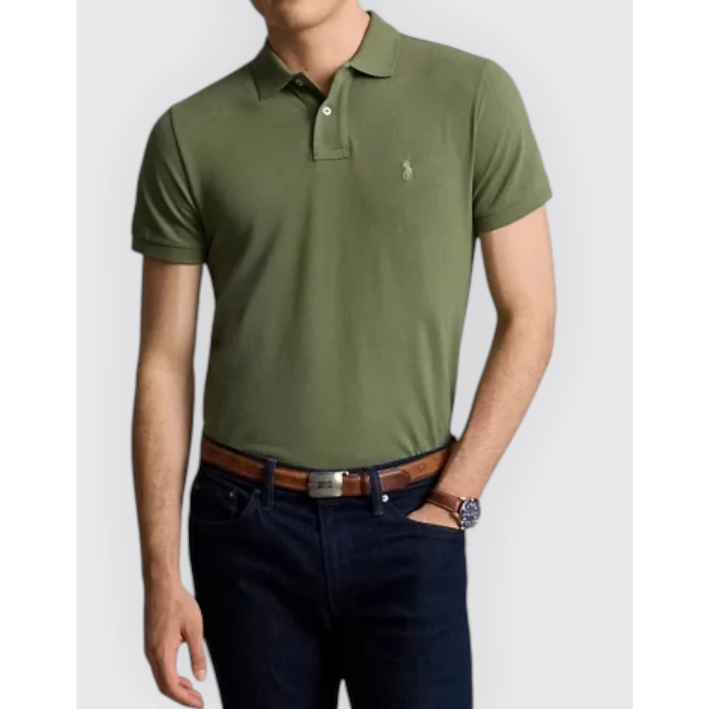 Polo Ralph Lauren Slim-Fit Piqué Polo Gebreid Green Heren