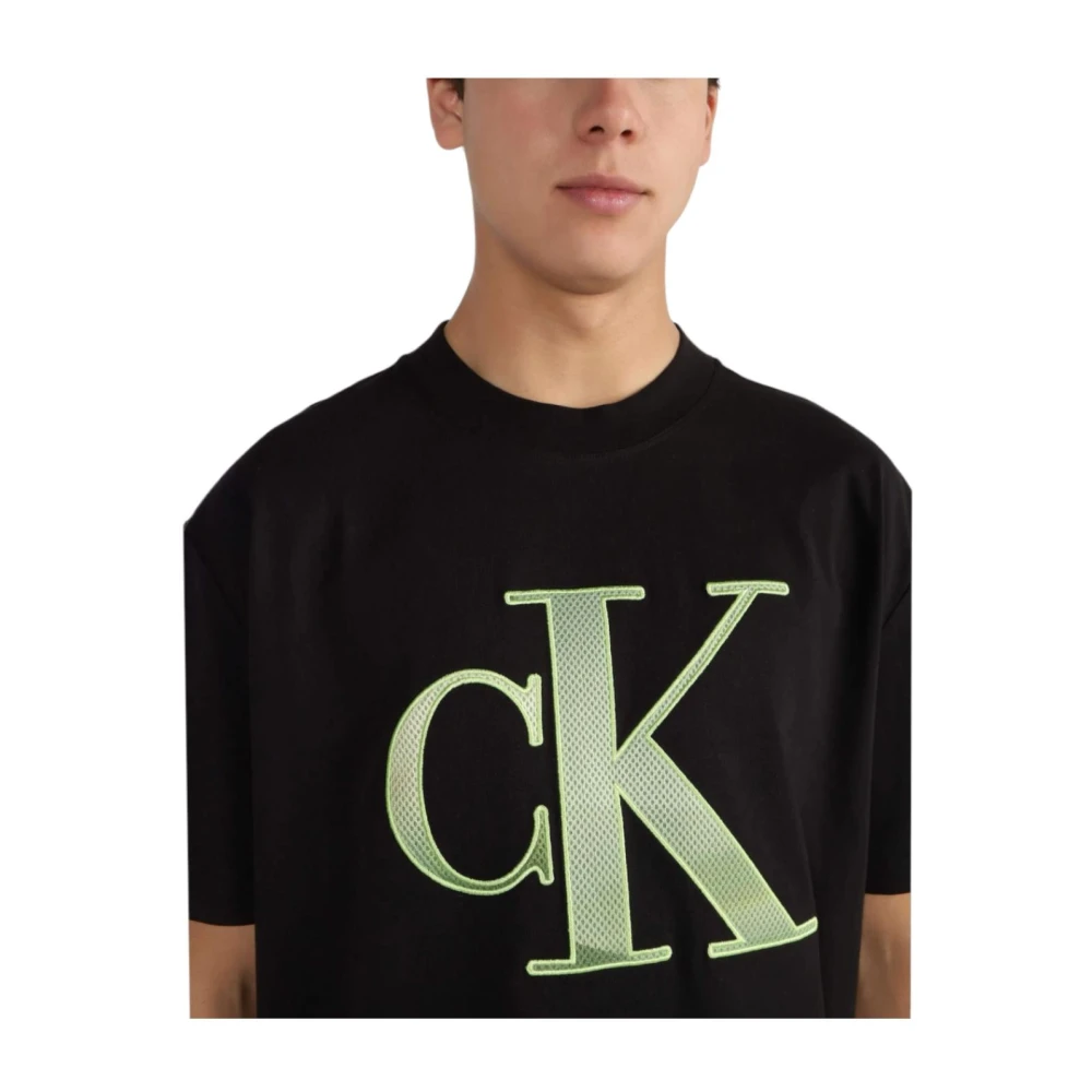 Calvin Klein Geperforeerd Monogram T-shirt Black Heren