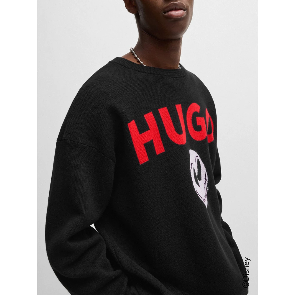 Hugo Boss Jack Skellington Oversized Sweater Zwart Black Heren