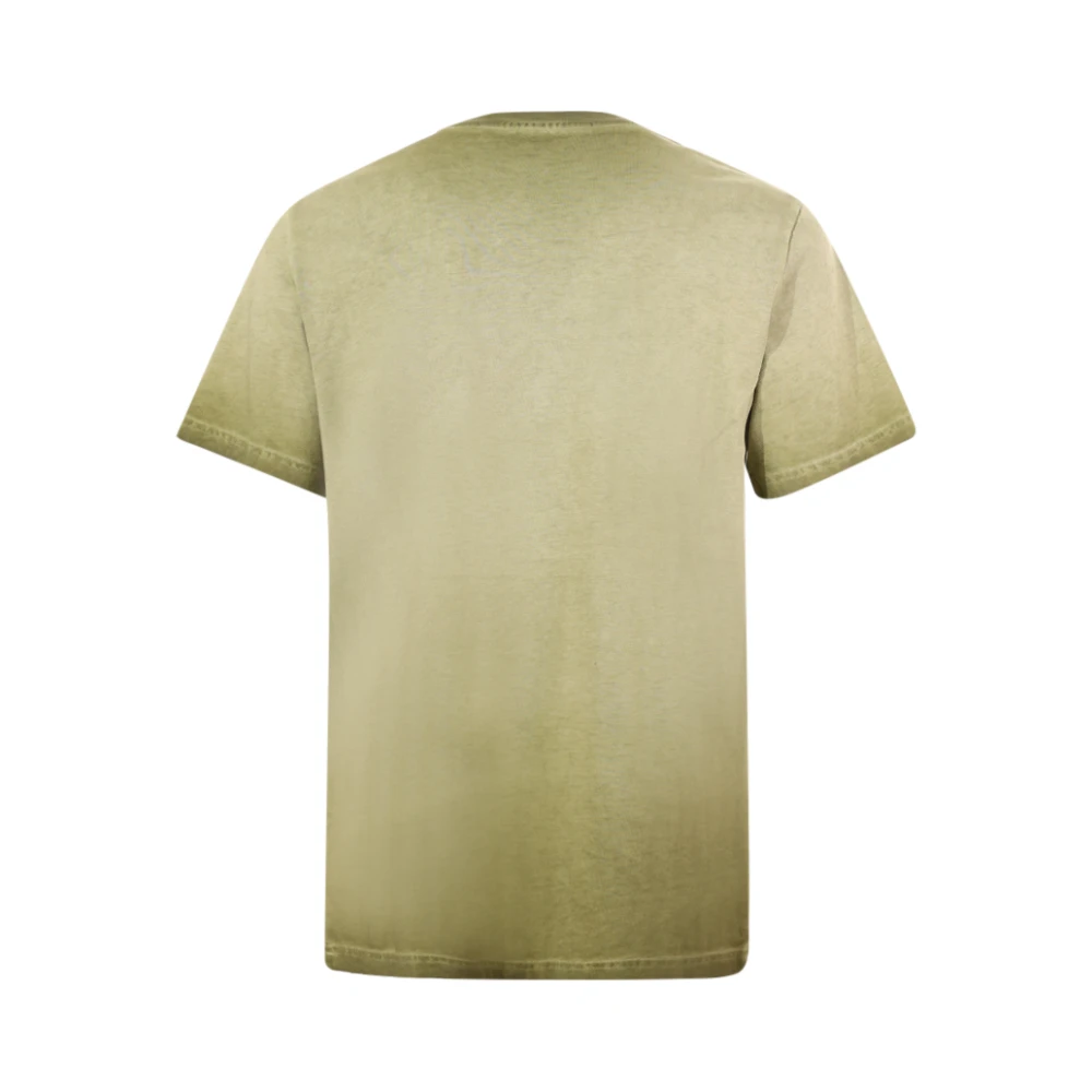 Msgm Groene Crew-neck T-shirt met Logo Green Heren