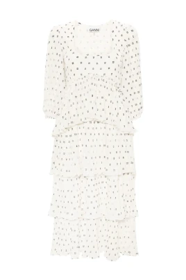 Flounce Smock Midi Klänning